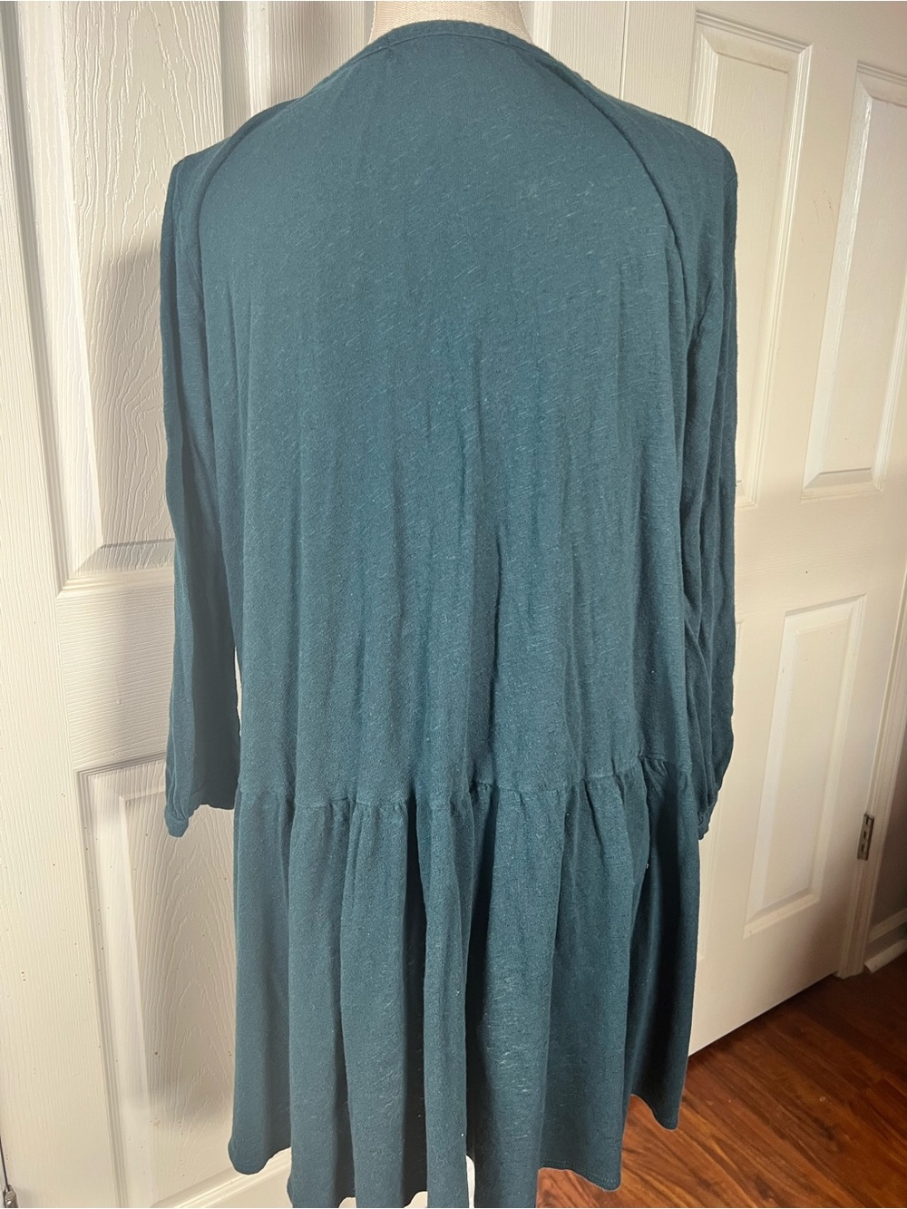 Free People FP Beach Picnic Mini Dress Linen Blend Venetian Pool Dark Teal M - Picture 2 of 9